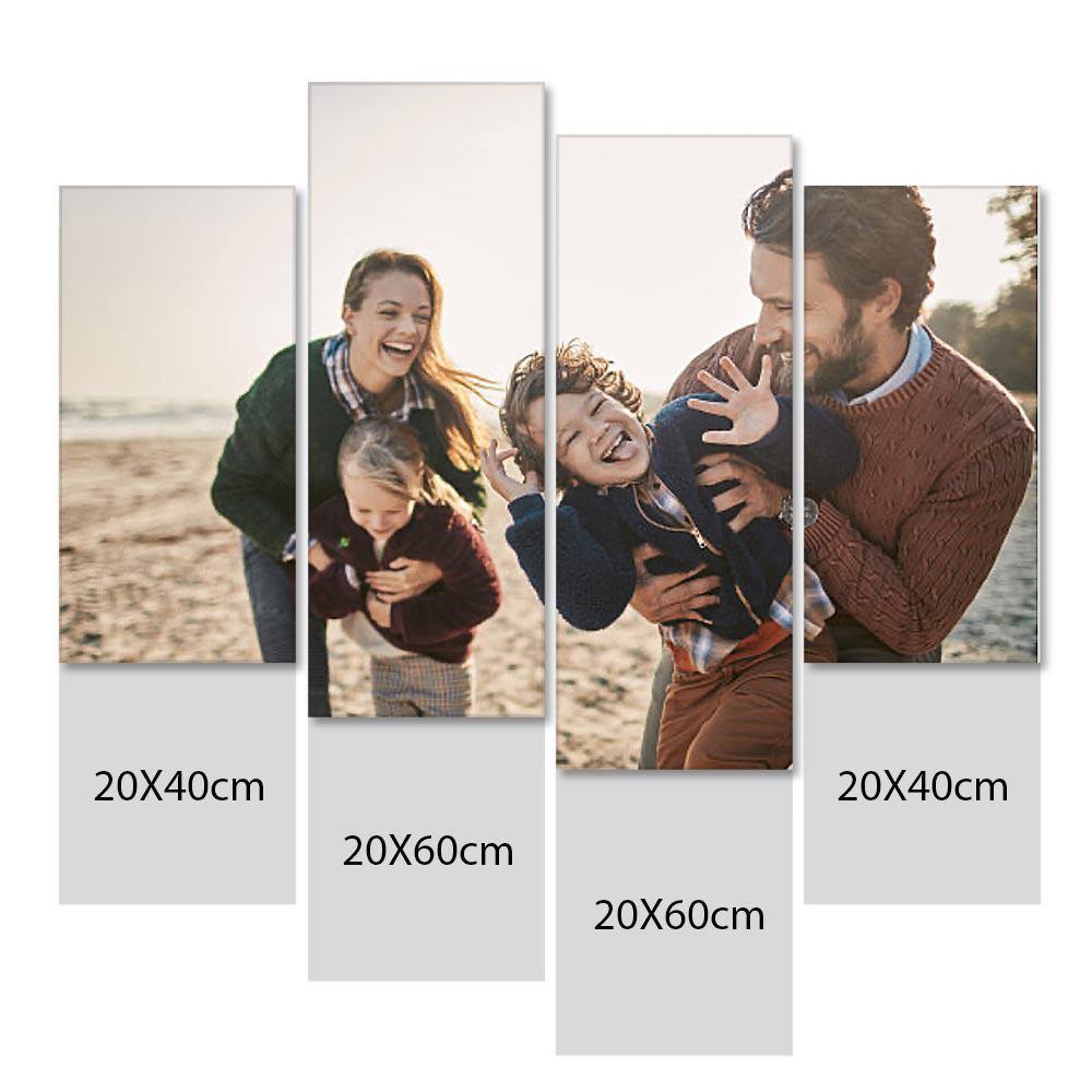 Personalised 4 PCS Photo Oil Painting Canvas Art Wall Decor Frameless