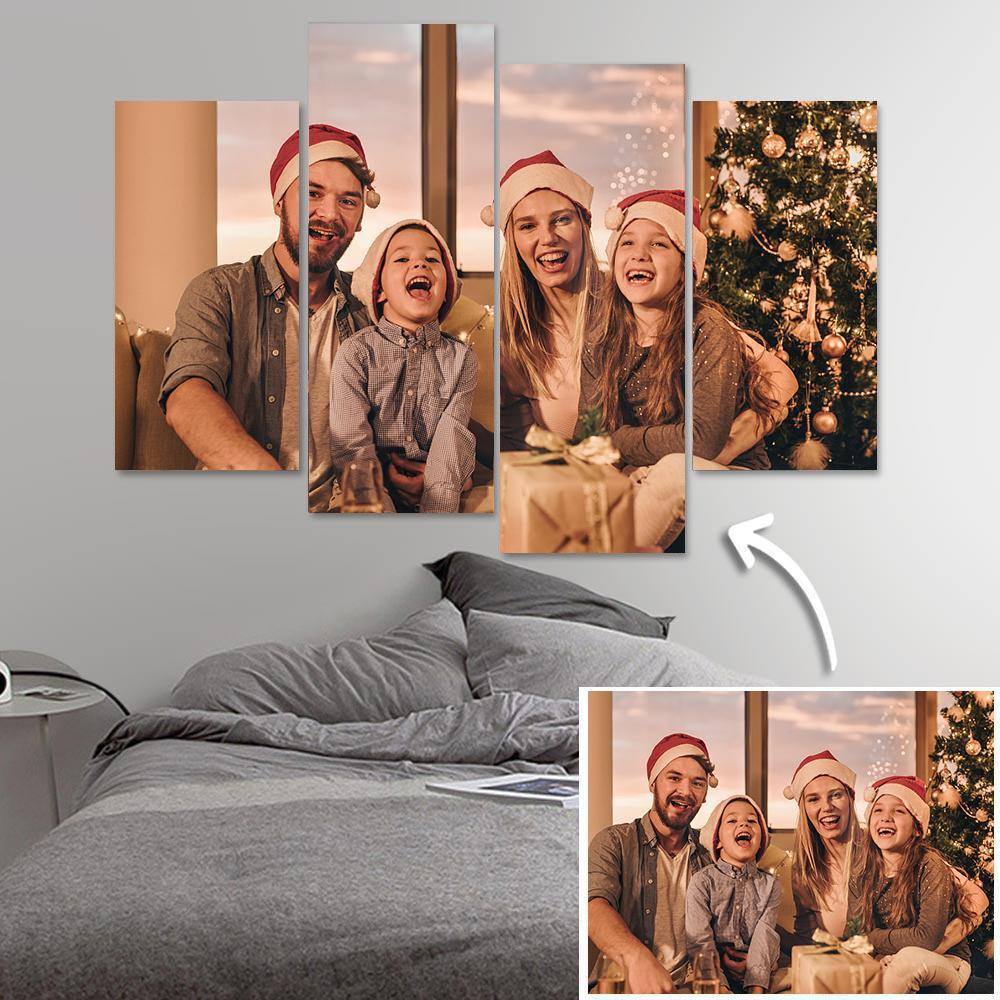 Personalised 4 PCS Photo Oil Painting Canvas Art Wall Decor Frameless