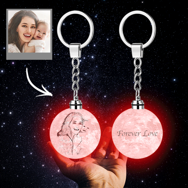 Personalised 3D Printed Photo Moon Lamp Keychain