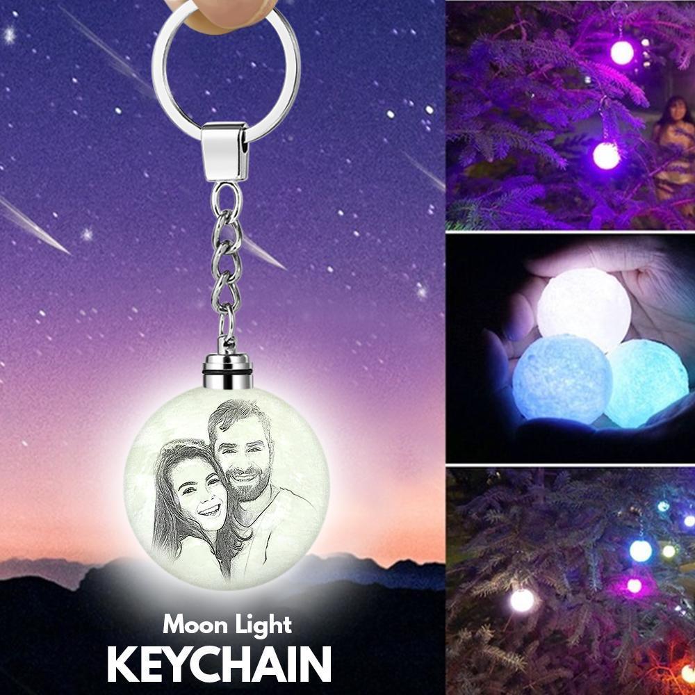 Personalised 3D Printed Photo Moon Lamp Keychain