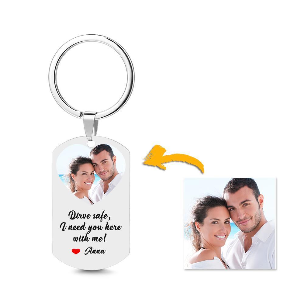 Personalised Drive Safe I Need You Here with Me Keychain