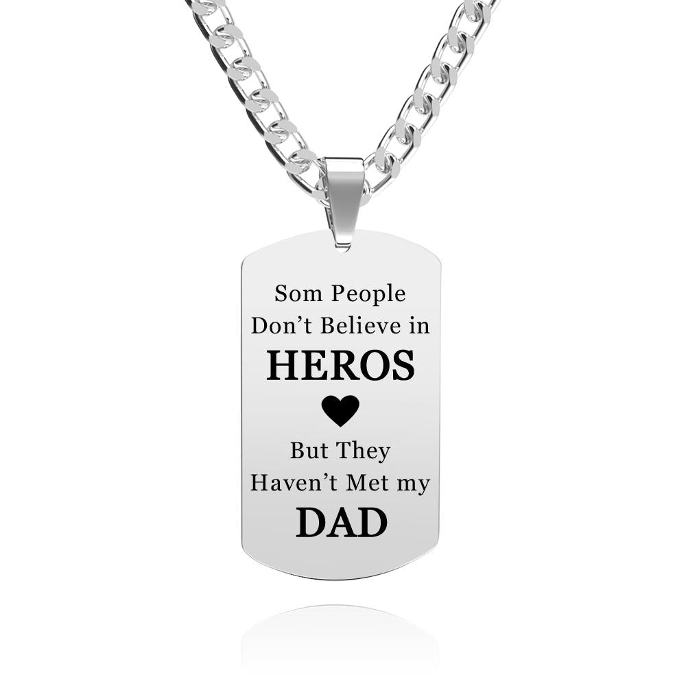 Custom Engraved Stainless Steel Mens Dog Tag Photo Necklace For Heroes Dad